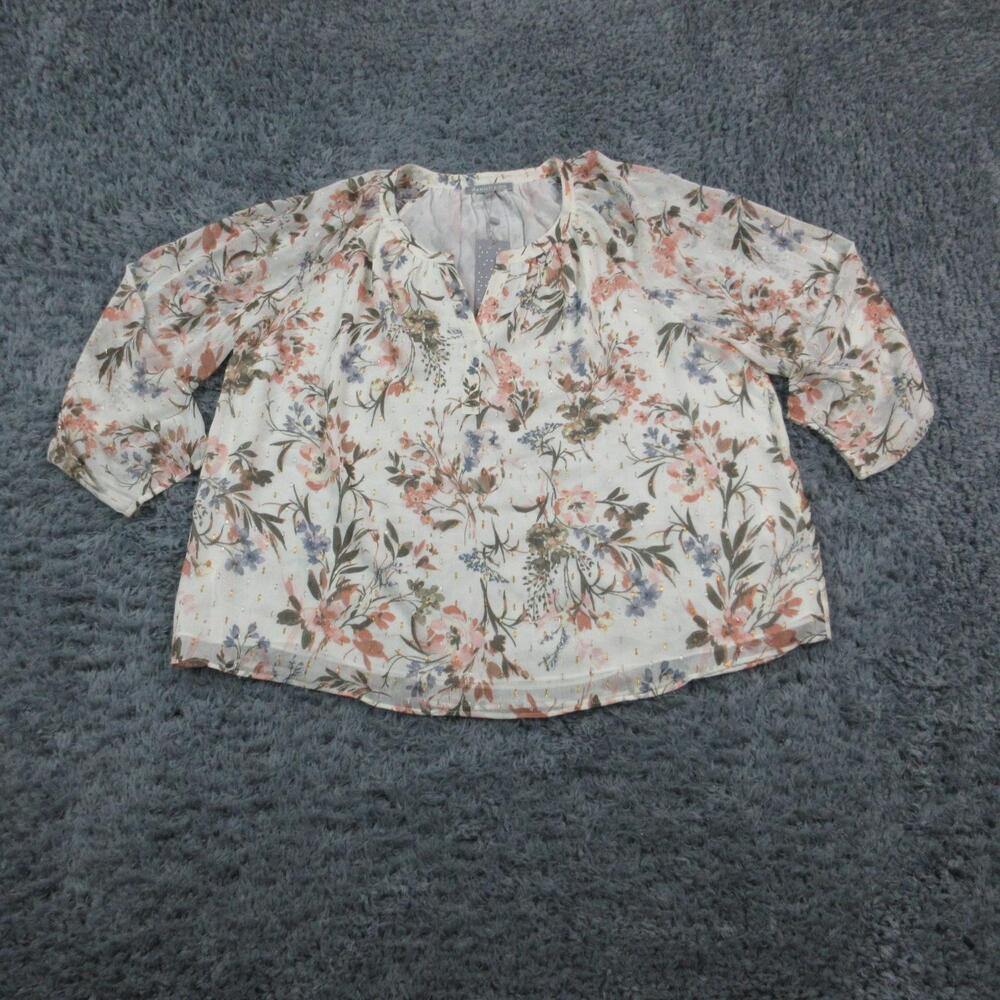 Daniel Rainn Shirt Womens 2X Off White Floral Peasant Blouse Lined Boho Top NWT